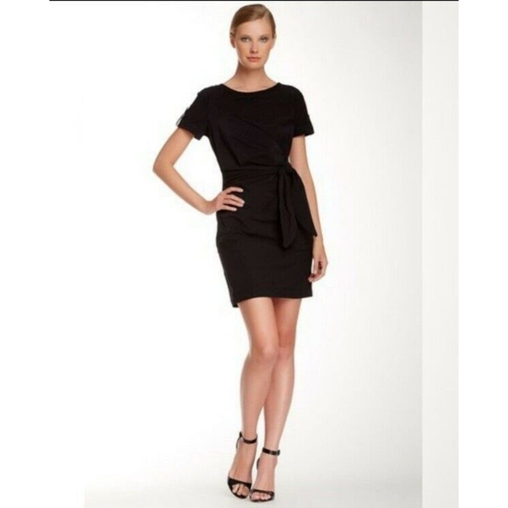 Diane Von Furstenberg Womens Sz 8 Leron Dress Black Silk Faux Wrap Stretch